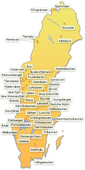 Karta - skidorter med webbkamera